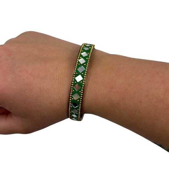 Mirrored green and brass brass bracelet - Picture 1 of 4